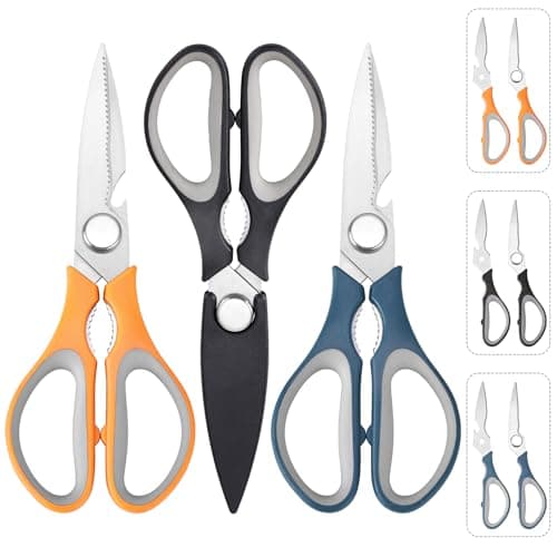 3-Pack Kitchen Shears Heavy Duty All Purpose Stainless Steel Scissors Dishwasher Safe Cooking for Meat, Chicken, Fish, Vegetable