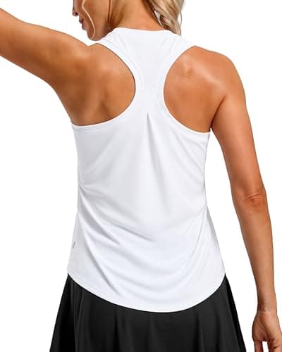 G Gradual Women's Workout Tank Tops Racerback Athletic Gym Shirts,White,M