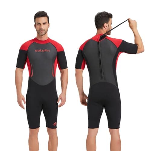GoldFin Mens Wetsuit, 3mm Shorty Back Zip Wetsuits for Men