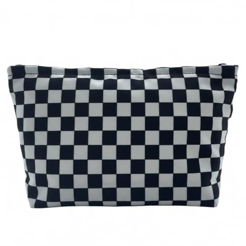 COARA Makeup Bag Travel Toiletry Bag, Cute Small Cosmetic Bags for Women and Girls, Large Capacity Zipper Makeup Pouch, Purse Organizer Pouches (Checkerboard)