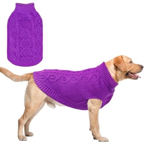 SCENEREAL Dog Sweater for Large Dogs, Warm Knitted Turtleneck Pet Clothes