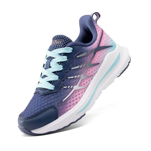 DREAM PAIRS Boys Girls Shoes Kids Tennis Athletic Running Footwear Lace Up Walking DuraPlay Breathable Lightweight Sneakers for Little/Big Kid,Size 12 Little Kid,Dark Blue/Pink,KKUMRS2509