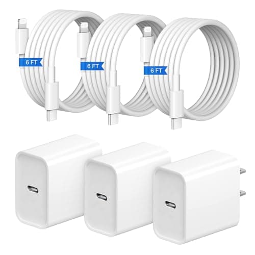 iPhone Fast Charger 3+3Pack 20W USB C Charger with 6FT Fast Charging Cable
