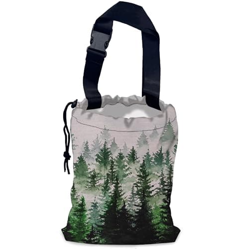 NHNXHWIA Foggy Forest Car Garbage Bag,Waterproof Small Car Trash Bag Hanging Back of Seat,Drawstring Hanging Car Trash Bag with Adjustable Buckle for Car Accessories