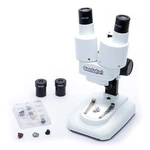 Educational Insights GeoSafari Stereoscope - Introductory Stereo Microscope for Kids 8-12, Science Kit for Homeschool and Classroom STEM Experiments, Kids Microscope Kit with Rock Specimens