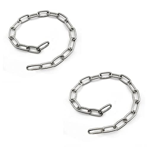 Stainless Steel Safety Chains 40in (L) x 4MM (T) Long Link Chain Rings Light Duty Coil Chain for Hanging Pulling Towing (4mm*100cm-2 Pack)