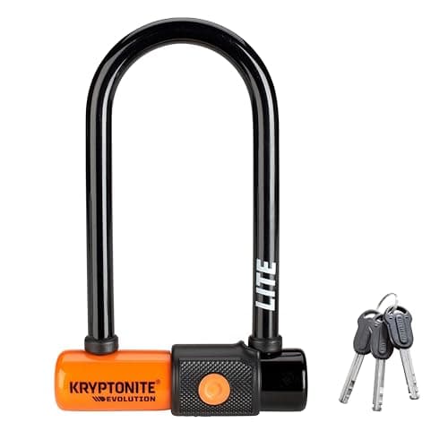 Kryptonite Evolution Lite Mini-6 Bike U-Lock, Lightweight Anti-Theft Bicycle U Lock, 11mm Steel Shackle with Keys, High Security Lock for Bicycles Scooters