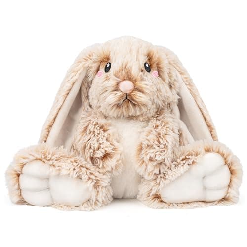 Bunny Microwavable & Weighted Stuffed Animals - 1.5 Lbs Unscented Heating Pad for Period Cramps Pain Relief and Anxiety, Cute Bunny Plush Toys Gifts for Women Girls Adults and Kids by Happy Fuel