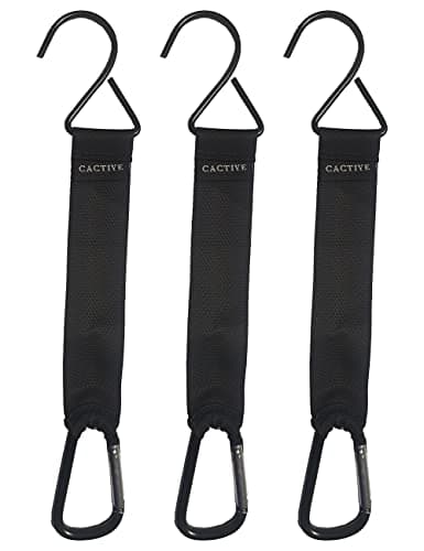 CACTIYE Fence Hooks for Bat Bags and Water Bottle, Keep the Baseball Equipment Clean and Tidy (Black, 3)