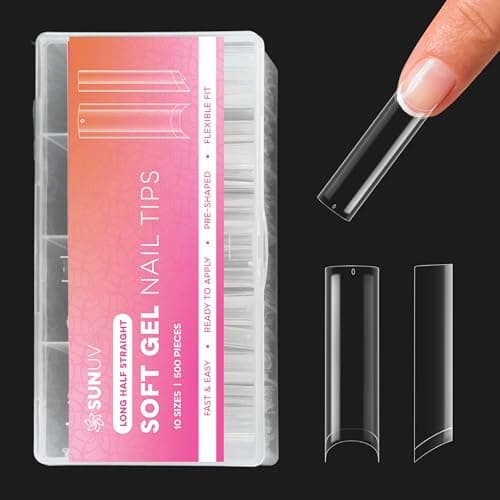 SUNUV Long Straight Nail Tips 500 PCS Extra Long Fake Nails Pre-shaped Half Cover Acrylic Press On Nails for Salon and DIY at Home
