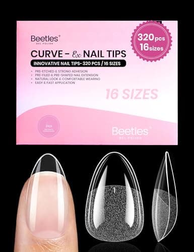 Beetles Gel Nail Tips Curve-EX - Almond Short, 320pcs 16 Sizes