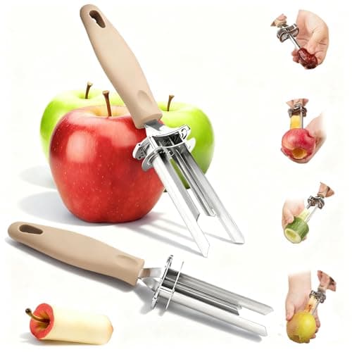 Agamino 2PCS Apple Corer, Adjustable Fruit & Vegetable Corer and Pitter, Multi-Size (0.23in-1.33in) Corer & Seed Remover for Pears, Cherry, Jujube, Jalapeno, Peppers, Stainless Steel Pitter Remover
