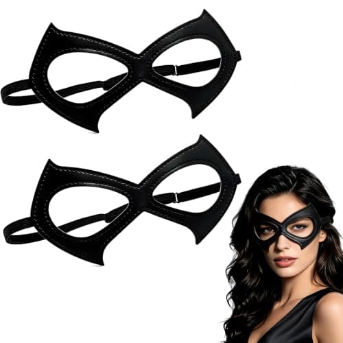 DYDBO 2 Pack Cat Mask for Women Halloween Black Masquerade Eye Mask Costume