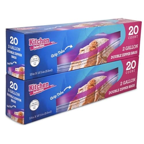 40 Count 2 Gallon Freezer Bags, Double Zipper Plastic Storage Bags for Freezing Food, Extra Large Freezer Bags 2 Gallon Bulk Pack with Easy Dispensing Box, Resealable Clear Two Gallon Storage Bags