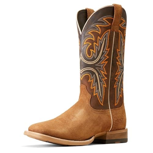 ARIAT Men's Brushrider Western Boot - Suntan Roughout/Rusty Brown, 13 Wide