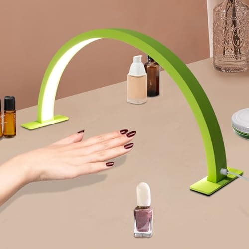 LED Half Moon Light,Small Half Moon Desk Lamp,Nail Desk Lights,Arch Lamp,Lash Table Lamps with Adjust Brightness 3000K‑6000K for Nail Art Manicure Sculpture Handicrafts Lighting,DIY use (Green)