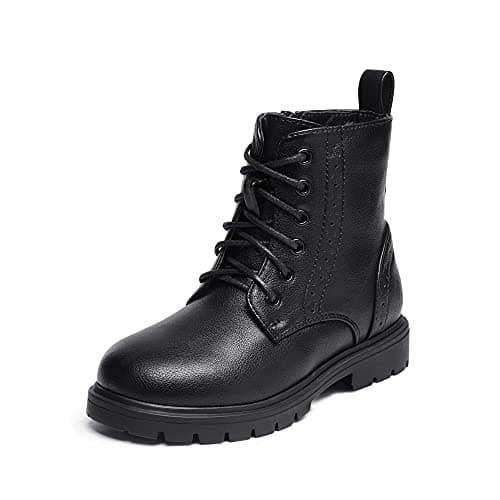 DREAM PAIRS Girls Boys Boots Side Zipper Kids Combat Ankle Booties Toddler/Little Kid/Big Kid,Size 10 Toddler,Black/Pu,KBO211