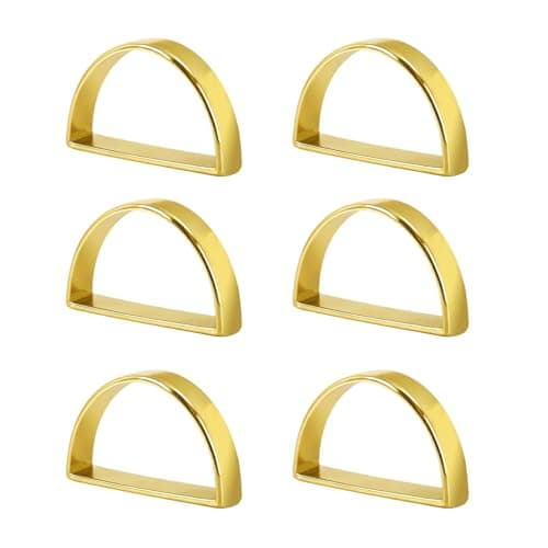 Gold Napkin Rings Set of 6, Modernist Semicircle Napkin Ring Holder for Wedding, Banquet, Metallic Adornment for Table Settings, Xmas Theme Party, Dinner