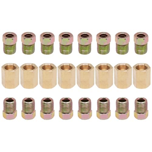 ZHMEINA 3/8 Inch-24 Threads Brake Line Fittings, 24 Pack 3/16 Brake Line Fittings Assortment for 3/16 Inch Tube (8 Unions, 16 Nuts)