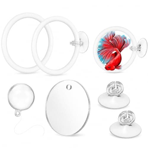 HaiFafafaing 3 Pcs Betta Fish Toys, Betta Fish Exercise Ring and Mirror Set