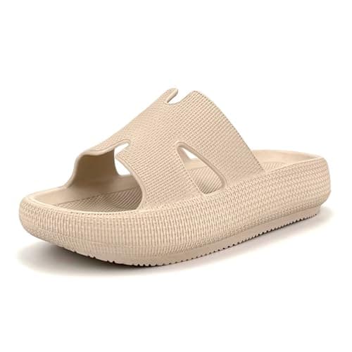 Scecocrs Cloud Pillow Recovery Slides for Women,Womens H-starp Platform Comfortable Memory Foam Arch Support Sandals,Waterproof EVA Cushioned Cushion Slippers for Beach Shower Bathroom Pool