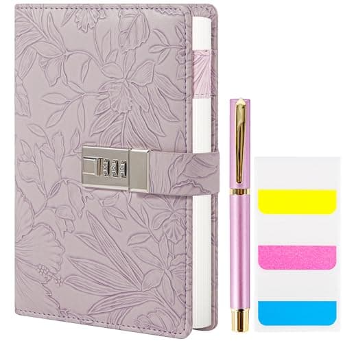 Diary with Lock for Women, 3D Embossed Journal with Lock,A5,224 Pages