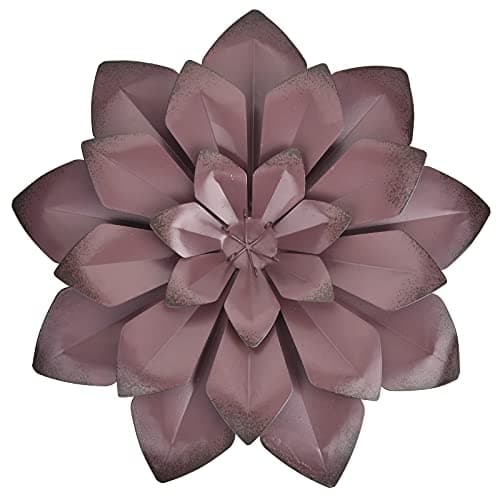 EASICUTI Brown Metal Flower Wall Art Decor Hanging For Indoor Outdoor Home Bathroom Kitchen Dining Room Bedroom Living Room Office Or Wall Sculptures 12 Inch