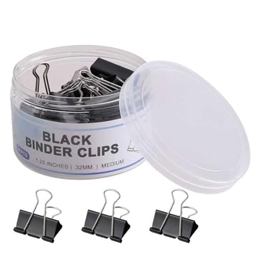FAOGO Medium Binder Clips 1.25 Inch, 24 Pcs for Home, Office, High Power Portable
