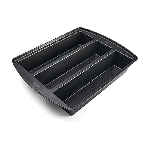 Chicago Metallic Professional Lasagna Trio Pan, Perfect for loaf breads, cakes and more 12.5 by 16 by 3 inches, Silver