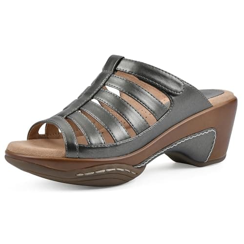 WHITE MOUNTAIN Shoes Valencia Women's Clog Sandal, Pewter/Met/Smooth, 10 M