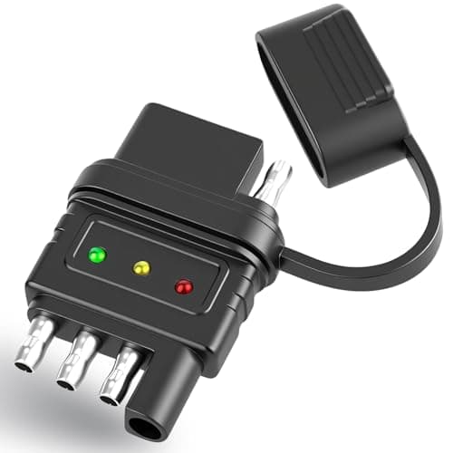 CXTM 4 Pin Trailer Light Tester 4 Pin Male and Female Trailer Tester with Bright Indicators, Double End Design 4 Way Flat Trailer Wiring Tester for Turn Signal Tail Lights Trouble Shooter