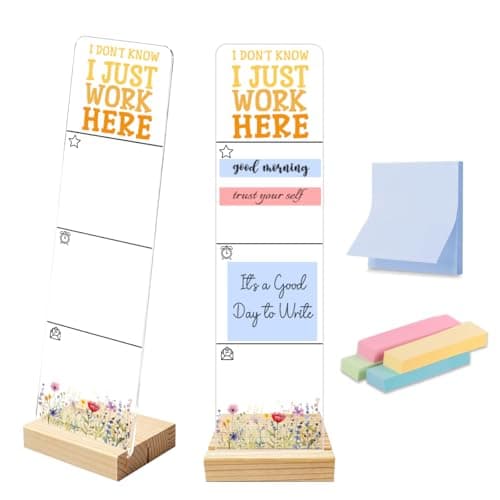 Sticky Notes Monitor Memo Board with Removable Wooden Base I Dont Know I Just Work Here Funny Quote Message Board Portable Sticky Note Holder with 200 Sheets Sticky Notes Humorous Office Desk Decor