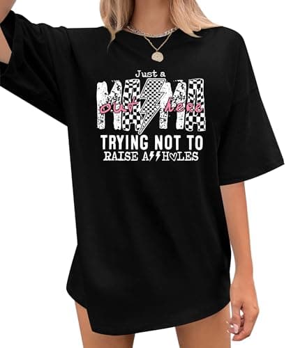 Mama Shirts Oversized Mom Shirt Motherhood Tshirt Just A Mom Skeleton Tee Top