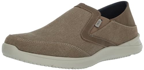 Nunn Bush Conway EZ Canvas Moccasin Toe Slip-On Easy Slip-in Loafer Stone 9 W (EE)
