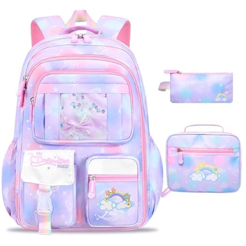 Schxuw Purple Girls 3-in-1 Backpack Set for Elementary Students