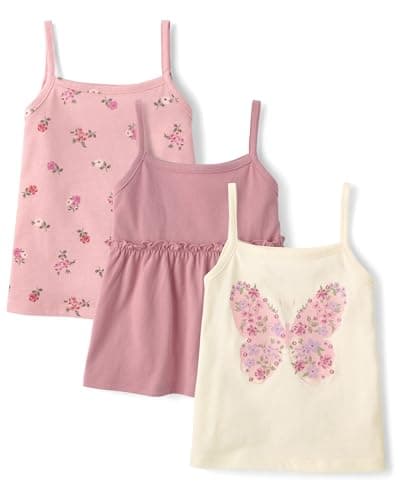 The Children's Place,Baby Girls,and Toddler Strappy Summer Tank Tops,Butterflies 3-Pack,18 Months,24 Months
