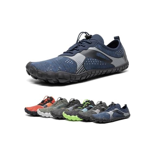 NORTIV 8 Mens Quick Dry Barefoot Aqua Shoes - Outdoor Water Shoes for Swim, Beach Sports, Fishing, Hiking, Diving, Surf, 1/Dark/Blue - 7 (TREKMAN-1)