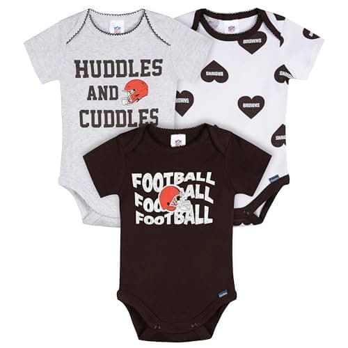 Gerber Baby Girls' NFL 3-Pack Onesie Bodysuit, Browns, 6-12 Months