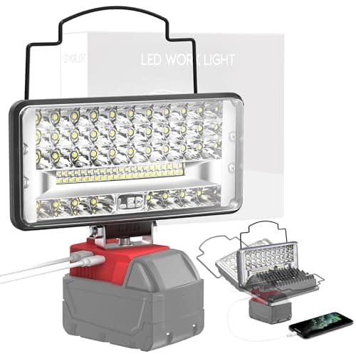 Cordless LED Work Light Compatible with Milwaukee 18V Battery - Flood Construction Light Emergency Portable for Work Shop | Car Repair | Outdoor - 145W 14500Lumen with USB & Type-C(Tool Only)