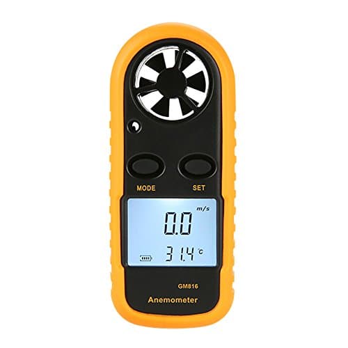 PiscatorZone Pocket Anemometer Handheld Mini Wind Speed Temperature Gauge with Digital LCD Display for Windsurfing Kite Flying Sailing Surfing Fishing