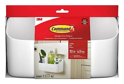 Command 10 Lb Large Organizing Caddy with 4 Strips, 9.91" x 3.38" x 5.15", Heavyweight Damage-Free Hanging for Organizing Cleaning Supplies, Closet, and Pantry