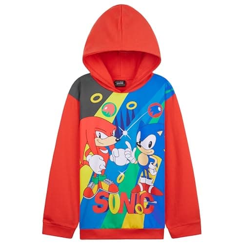 Get Trend SONIC THE HEDGEHOG Hoodie for Boys Teens Shadow Knuckles Tails Warm Hooded Sweatshirt Casual Pullover (Red/Multi, 4-5 Years)