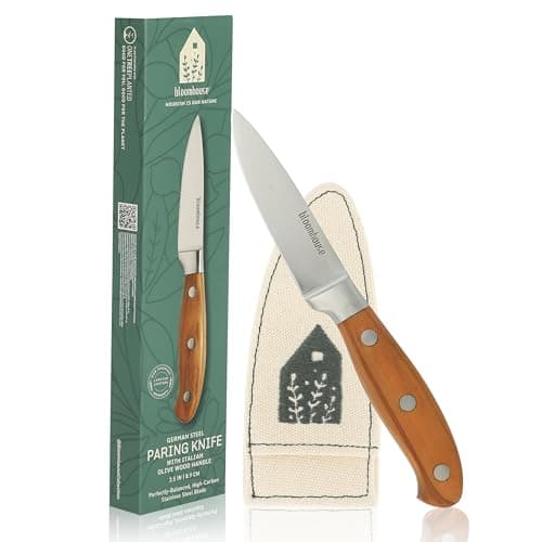 Bloomhouse Paring Knife - Two Time Oprah's Favorite Things Winner - 3.5-Inch German Stainless Steel Blade w/Forged Italian Olive Wood Handle Full Tang Precision for Peeling & Trimming