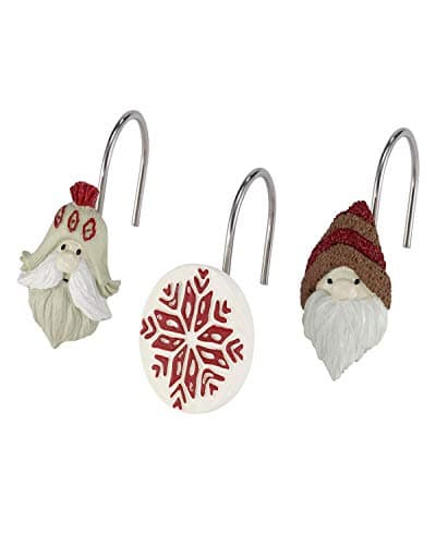 Avanti Linens - Shower Curtain Hooks, Resin Bathroom Essentials, Christmas Decorations, Set of 12 (Christmas Gnomes Collection)