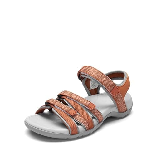 DREAM PAIRS Womens Comfortable Hiking Walking Sandal with Adjustable Hook and Loop Strap, Sports, Travel,Summer Beach Outdoor Light Weight Water Shoes,Size 9,Orange,SDSA2403W