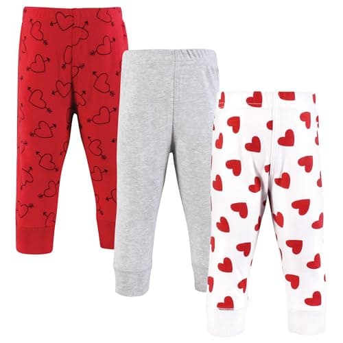 Hudson Baby Infant Girl Cotton Pants and Leggings, Love Hearts, 3T