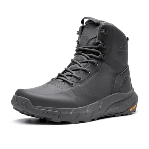 NORTIV 8 Men's Military Tactical Boot Lightweight Comfortable Boots for Work All Day Side Zipper Motorcycle Combat Hiking Boots Metrostrike(8-9 Inches),Size 7,Grey