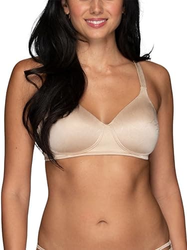Vanity Fair Women's Body Shine Full Coverage T-Shirt Bra, Wirefree - Beige Jacquard,34DD