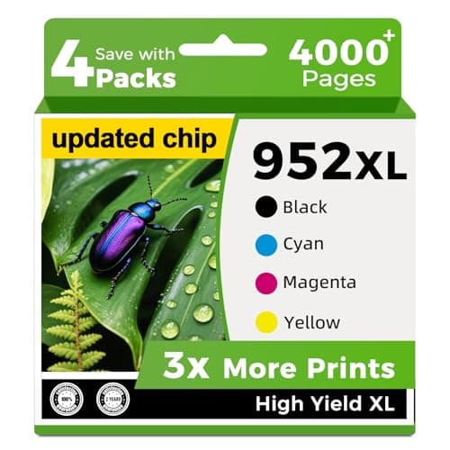 Skyink Upgrade Version (NEW CHIP) 952XL Ink Cartridge Replacement Compatible for hp 952 XL Combo Pack for HP952 Pro 8720 8725 8210 8710 8715 8702 8740 7740 7720 8730 (Black Cyan Magenta Yellow)