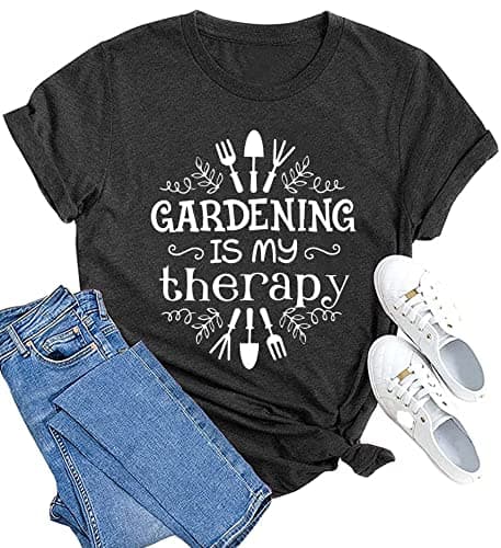 MAIHUN Garden Shirts Women Plant Lover T Shirt Gardening Graphic Tee Gardener Gift Tops Grey